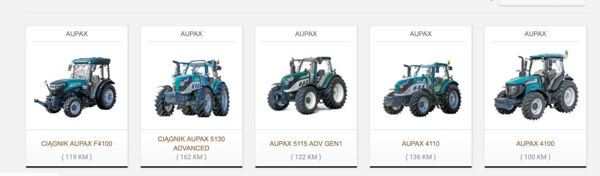 AUPAX modely 100 až 162 KM